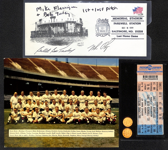 Lot of (5) Orioles Memorabilia Signed Magazines, Photos, Tickets - Ripken's Final Games - JSA Auction Letter