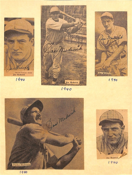 Lot of (36) Signed 1940-1951 Newspaper Clippings w/ (5) Medwick, (2) Keller, (1) Mize - JSA Auction Letter
