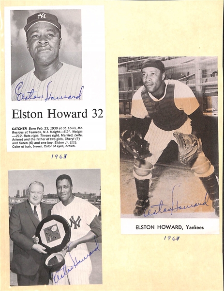 Over (50) Signed 1960s Yankees Photo Cards and Clippings w/ (4) Elston Howard (Rare), (2) Houk, (3) Kubek - JSA Auction Letter