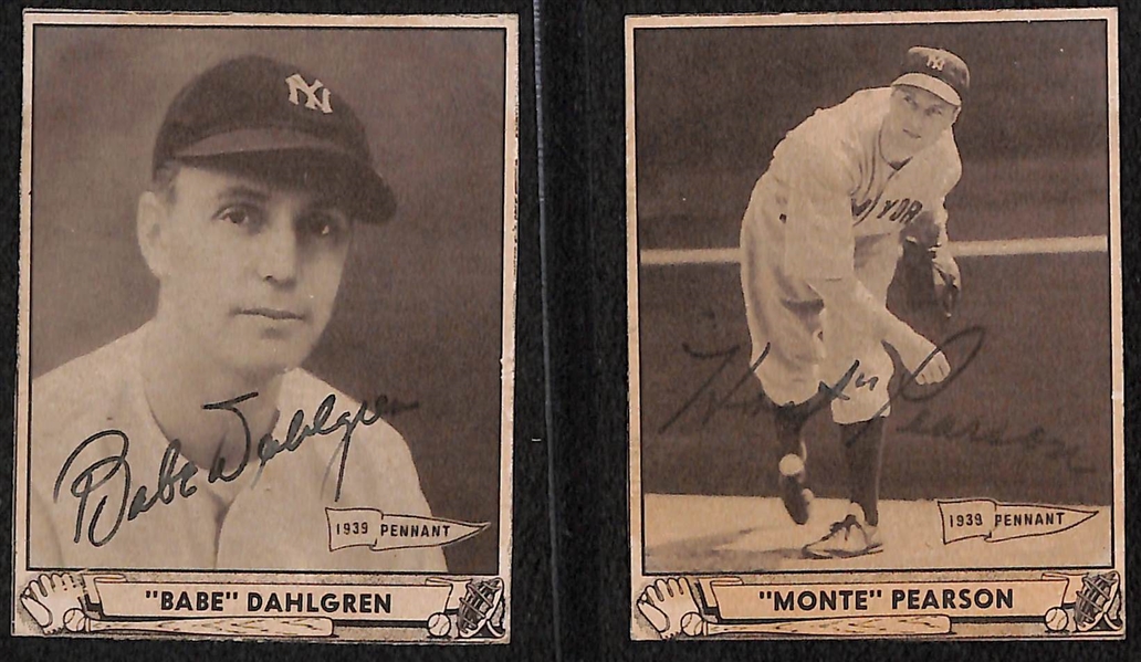 Lot of (6) 1940 Play Ball Signed Yankees Cards (JSA Auction Letter) w/ Babe Dahlgren, Pearson, Jorgens, Sundra, Breuer, Knickerbocker (Cards Are Authentic/Trimmed) - JSA Auction Letter
