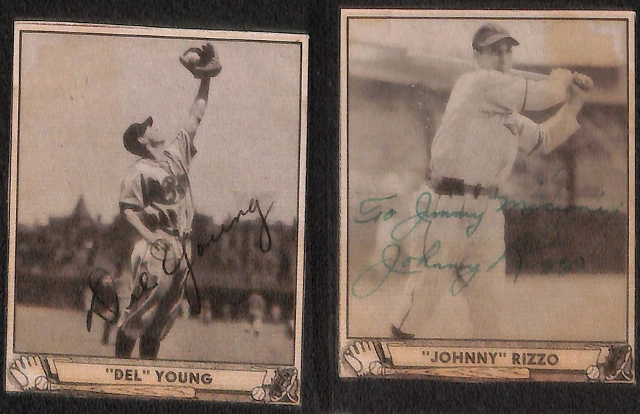 Lot of (6) 1940 Play Ball Signed A's/Phillies/Pirates Cards (JSA Auction Letter) w/ Moses, Frank Hayes - RARE/Died in 1955, Fletcher, Martin, Young, Rizzo (Cards Are Authentic/Trimmed) - JSA...