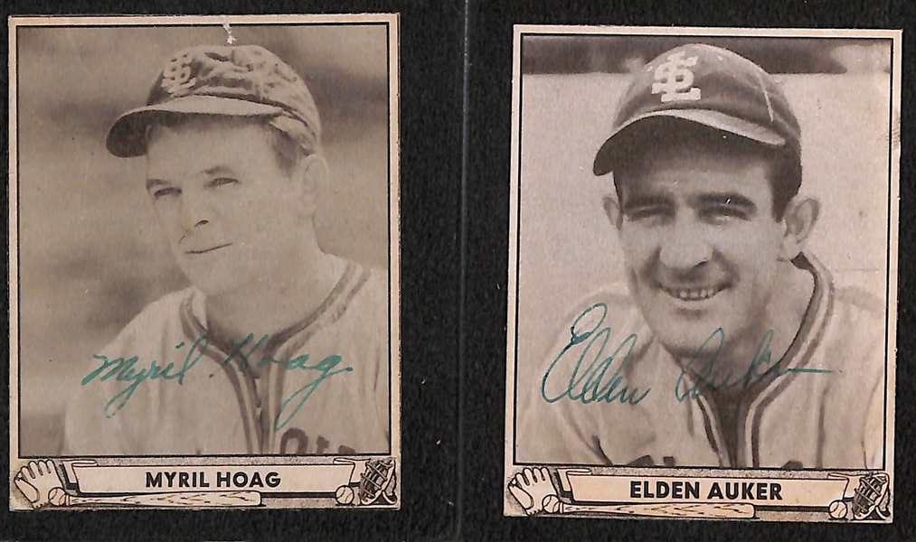 Lot of (6) 1940 Play Ball Signed St. Louis Browns Cards (JSA Auction Letter) w/ Hoag, Auker, Trotter, Coffman, McQuinn, Heffner (Cards Are Authentic/Trimmed) - JSA Auction Letter