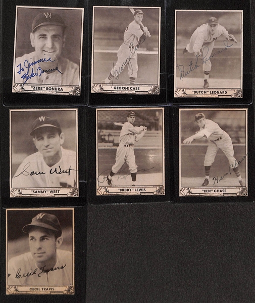 Lot of (7) 1940 Play Ball Signed Washington Senators Cards (JSA Auction Letter) - Zeke Bonura, George Case, Dutch Leonard,  Sammy West, Buddy Lewis, Ken Chase, Cecil Travis (Cards Are...