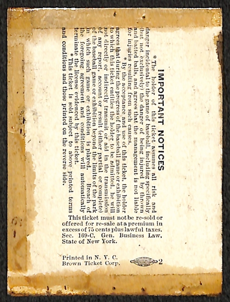 1941 Lou Gehrig Memorial Ticket Stub (July 4, 1941) - Tape on Edges