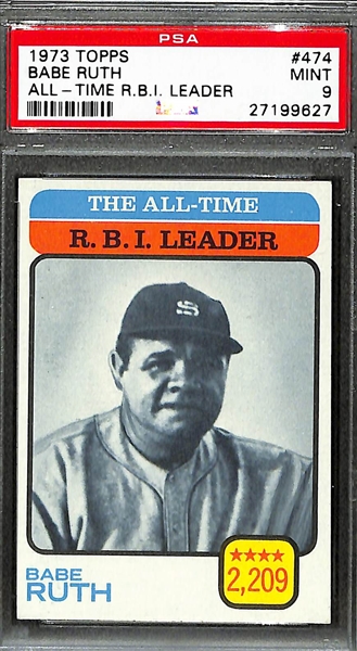 High Grade 1973 Babe Ruth (#474) All-Time Greats PSA 9 Mint!
