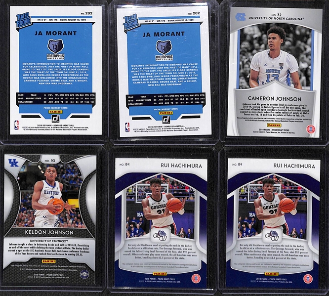 Lot of (18) 2019-20 Basketball Rookie Cards (Inc. 2 Ja Morant Donruss Rookies)