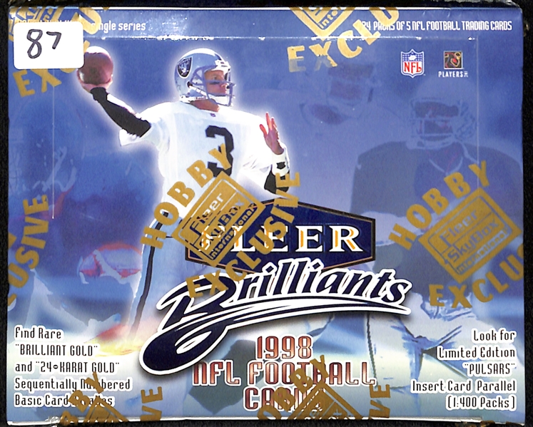 1998 Fleer Brilliants Football Sealed Hobby Box - Potential for Peyton Manning RC & Randy Moss RC!