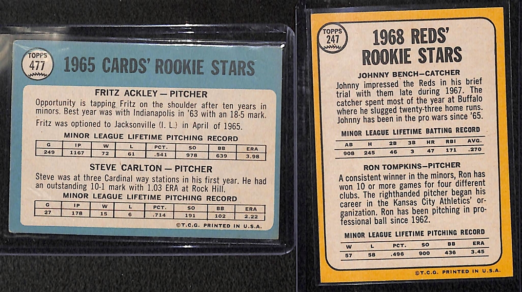 1965 Steve Carlton Rookie and 1968 Johnny Bench Rookie 