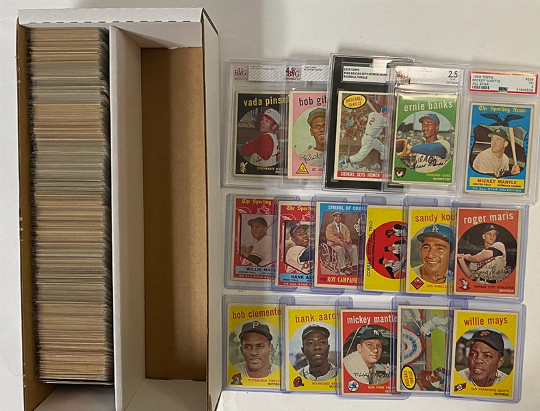 1959 Topps Complete Baseball Card Set of 572 Cards - Includes all 3 Mantle Cards