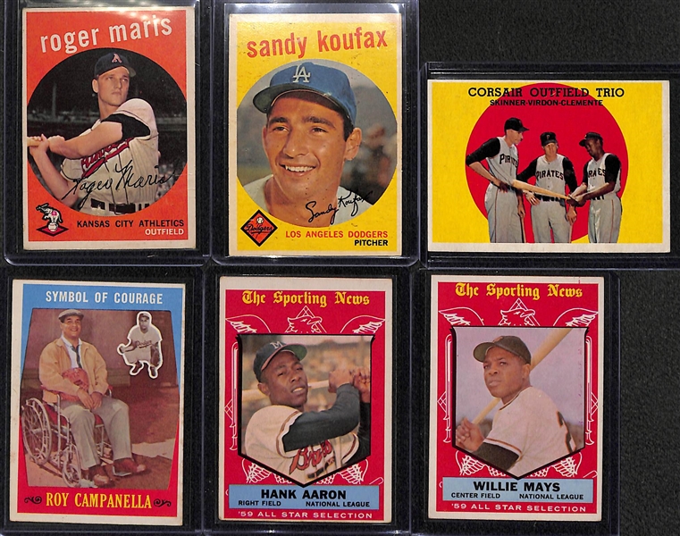 1959 Topps Complete Baseball Card Set of 572 Cards - Includes all 3 Mantle Cards
