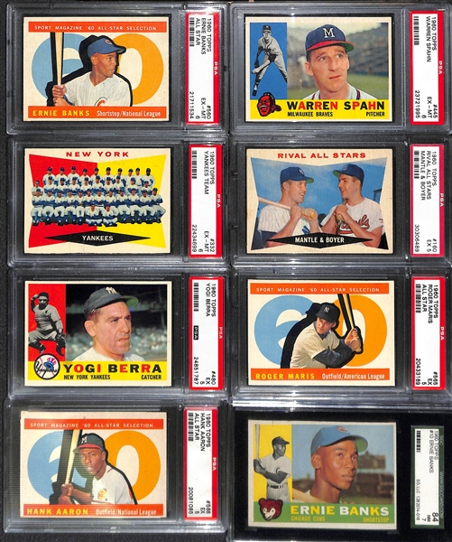 1960 Topps Complete Baseball Card Set of 572 Cards - Includes all 3 Mantle Cards