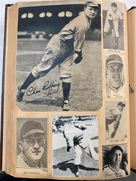 (3) Scrapbooks of Clippings (1940 World Series, Joe DiMaggio, Phila. A's) Inc. 1934 Butterfingers and R301 Overland Candy Wrappers