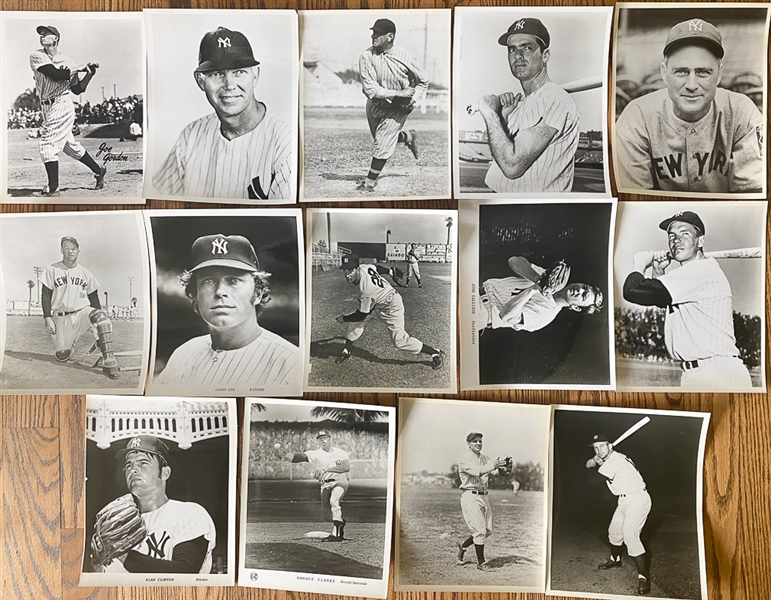 (56) Baseball Photos/Prints - Mostly Yankees Printed in the 1960s or 1970s Inc. Ruth, Gehrig, Collins, Burdette, Stengel, +