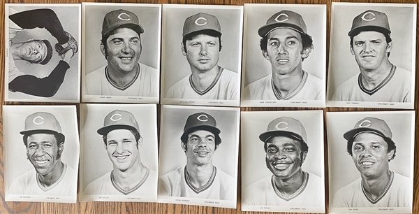 (60) Baseball Photos/Prints - Mostly 1960s or 1970s inc. Durocher, Ashburn, Cepeda, Rose, Kaline, Gibson (10 of the Reds Team Issued Photos Have Team Stampings on the Backs)