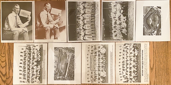 (52) 1930s-1970s Baseball Prints/Photos, Inc.28 Baseball Monthly Premiums and Pages (Most Trimmed) Inc. DiMaggio, Gehrig, Dean, Ott, Musial, +; and 24 Team Photographs/Prints