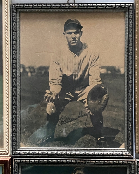 Lot of 9 Framed Baseball Displays inc. Dickey & Gomez Trimmed 1934 Butterfinger & 8 Baseball Mini Pennants w. Dizzy Dean