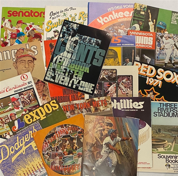 Lot of (19) Different 1971 MLB Official Team Baseball Yearbooks - Most in EX+ or Better Condition