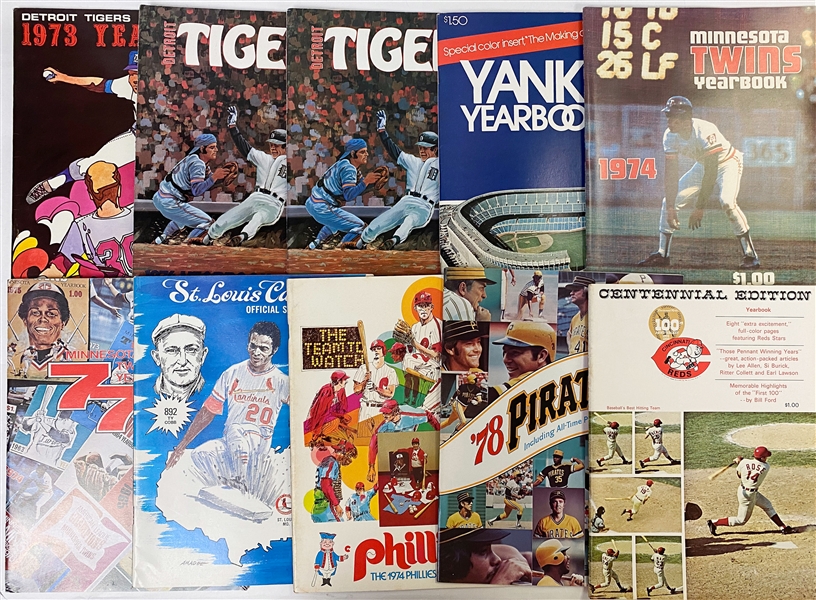 Lot of (24) 1969-1978 Baseball Team Yearbooks (Includes Some Duplicates)