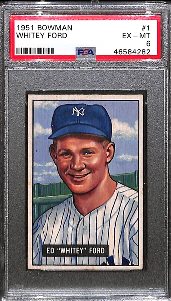 1951 Bowman Whitey Ford Rookie Card (#1) Graded PSA 6