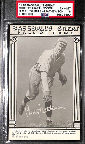 1948 Baseball's Great HOF Exhibits Christy Mathewson (Matthewson) Graded PSA 6