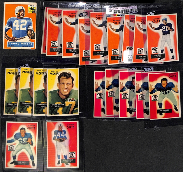 Lot of (21) Football Cards Inc. 1956 Topps Lenny Moore Rookie and (20) 1955 Bowman Cards (Multiple of Some Players)