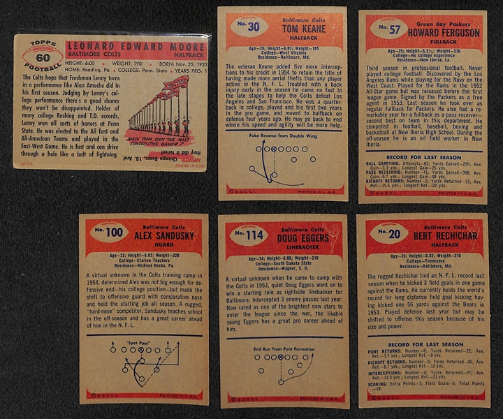 Lot of (21) Football Cards Inc. 1956 Topps Lenny Moore Rookie and (20) 1955 Bowman Cards (Multiple of Some Players)