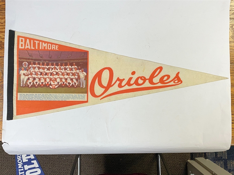 Lot of (5) Mixed Sports Pennants- Baltimore Colts, Baltimore Orioles (2), Washington Redskins, and Baltimore Ravens 