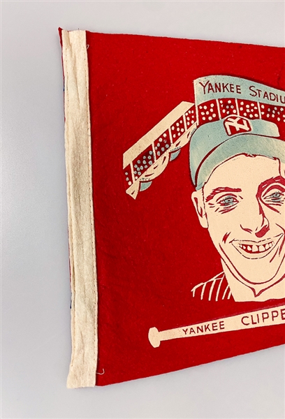 RARE Joe DiMaggio 1940s Yankee Stadium Full-Size Pennant (Red Pennant w/ 2-Colors)