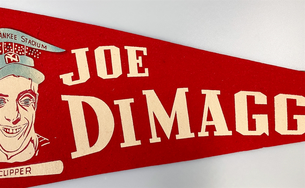 RARE Joe DiMaggio 1940s Yankee Stadium Full-Size Pennant (Red Pennant w/ 2-Colors)