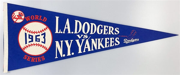 1963 World Series Full-Size Pennant - NY Yankees vs. LA Dodgers
