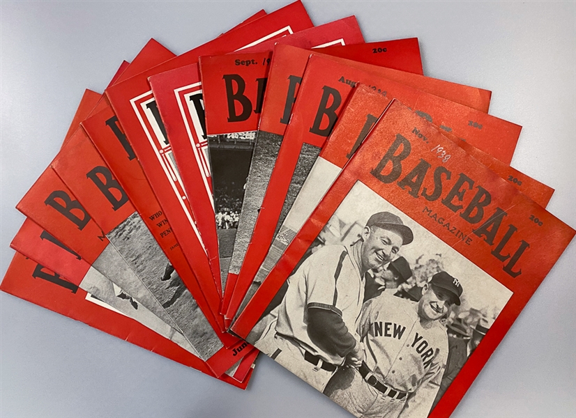 Lot of (11) 1938 Baseball Magazines - Covers include Gehrig and Feller