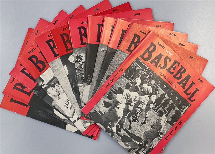 Lot of (11) 1945 Baseball Magazines - Covers Include Giants Spring Training