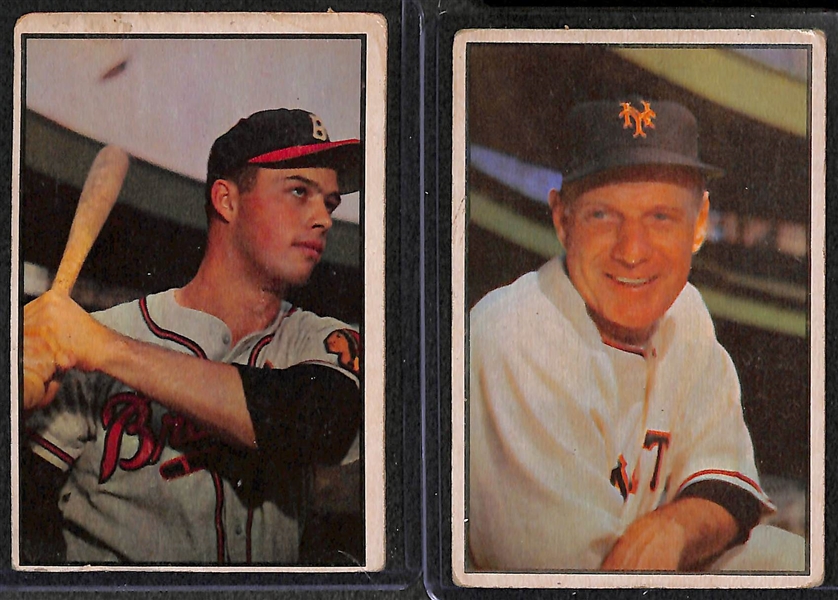 Lot of  (13) Bowman Baseball Cards from 1953-1954 w. 1953 Eddie Mathews