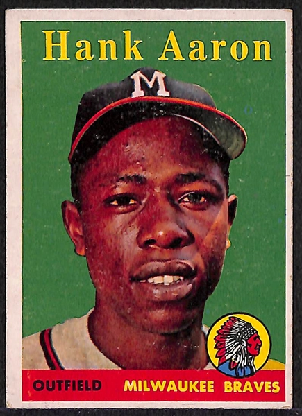 Lot of (2) 1958 Topps Hank Aaron Yellow Name Cards