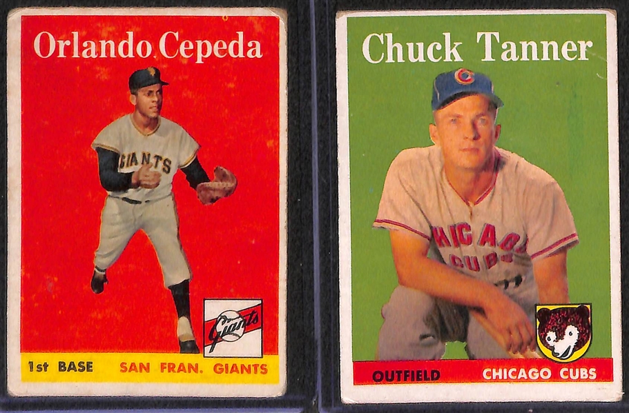 Lot of (16) 1958 Topps Baseball Cards w. Roberto Clemente
