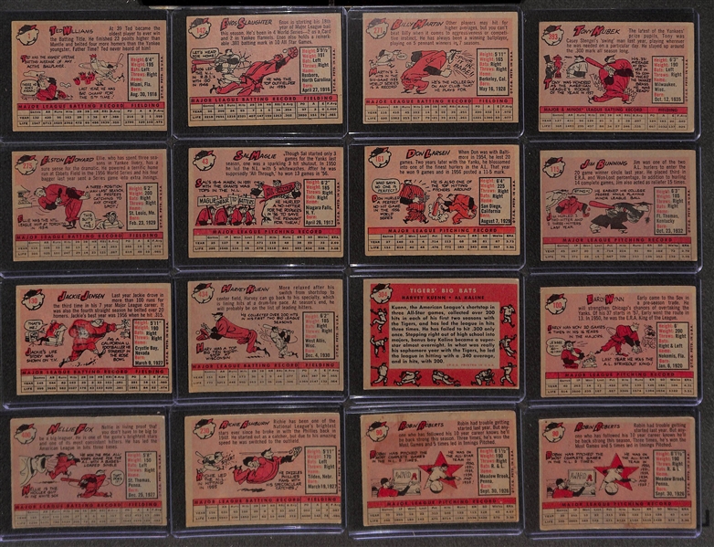 Lot of (16) 1958 Topps Baseball Cards w. Ted Williams
