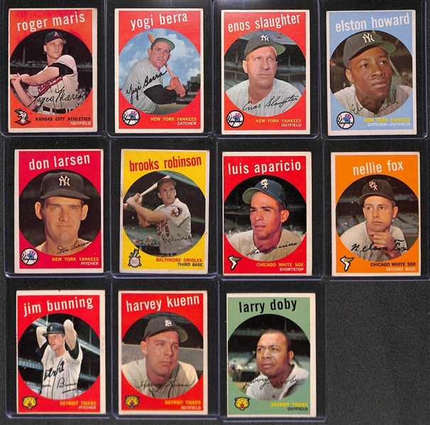 Lot of (11) 1959 Topps Baseball Cards w. Roger Maris