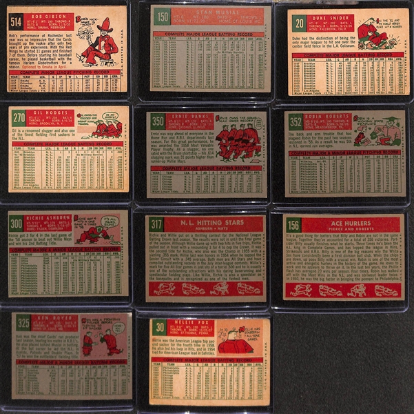 Lot of (11) 1959 Topps Baseball Cards w. Bob Gibson Rookie Card