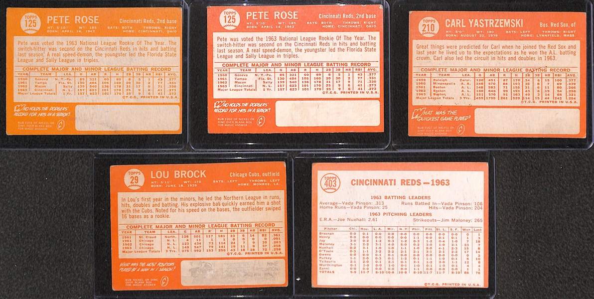 Lot Detail - Lot of (5) 1964 Topps Baseball Cards w. Pete Rose x2