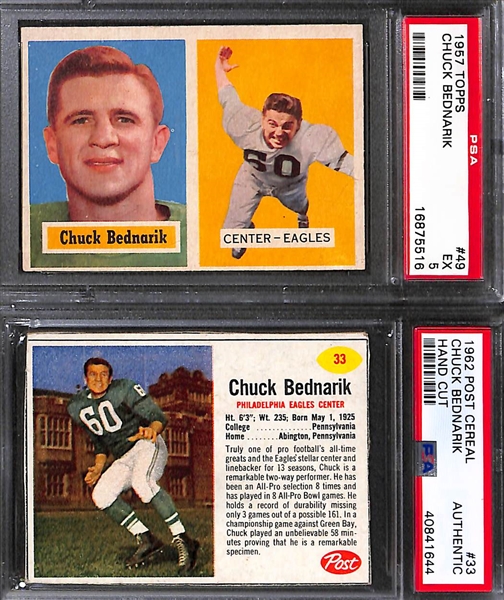 Lot of (6) Chuck Bednarik PSA NFL Football Cards Eagles