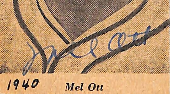 Mel Ott Signed Newspaper Clipping From the 1940s (1.75 x 3.5) - JSA Auction Letter