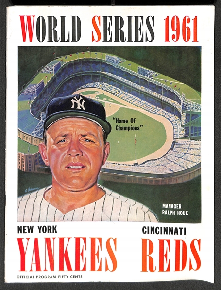 Lot of (3) 1961 World Series Programs Yankees vs. Reds (2 Yankees Covers, 1 Reds Cover)