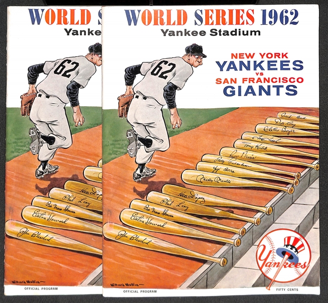 Lot of (2) 1962 World Series Programs - Yankees vs. SF Giants (Both Yankees Covers) - Both Unscored