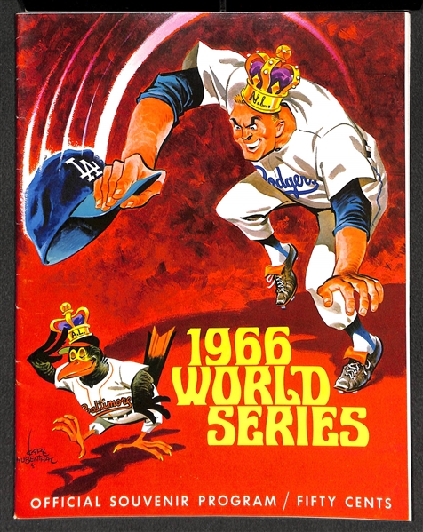 Lot of (3) World Series Programs (1965 Twins/Dodger; 1966 Orioles/Dodgers; 1967 Cardinals/Red Sox) - All Unscored