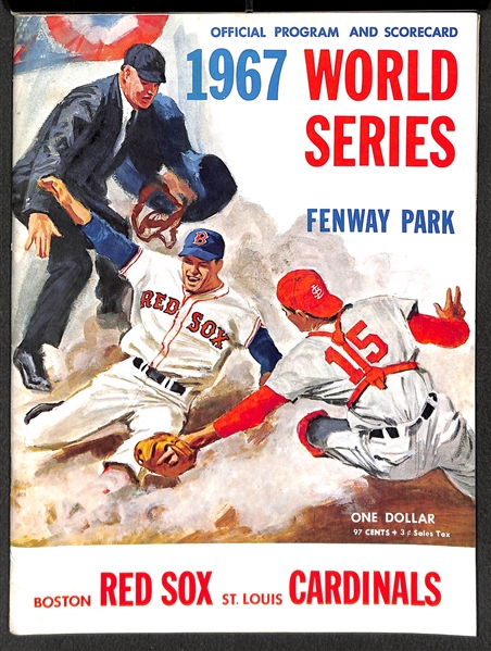 Lot of (3) World Series Programs (1965 Twins/Dodger; 1966 Orioles/Dodgers; 1967 Cardinals/Red Sox) - All Unscored