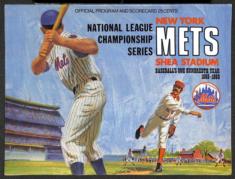 1969 World Series Program  (Mets/Orioles) and (4) 1969 NLCS Programs (Mets/Braves - 2 Mets Covers and 2 Braves Covers)