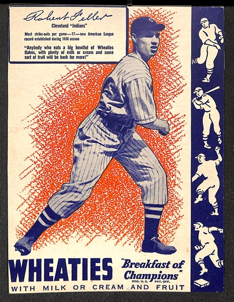 1936-1937 Wheaties Panel Lot of (4) - Lefty Gomez, Earl Averill, Bob Feller, Chas. Gehringer