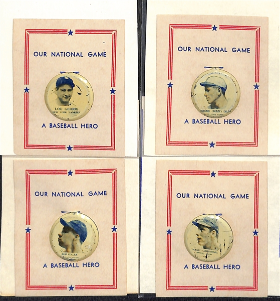 1938 PM8 Our National Game Pins Complete Set (30) w/ Lou Gehrig, Jimmie Foxx, Hank Greenberg, and 14 Other HOFers!
