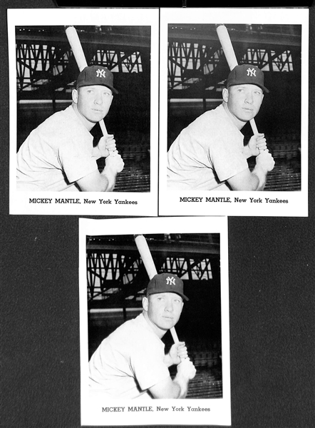 Lot of (3) 1962-1965 Jay's Publishing Mickey Mantle Photo Cards