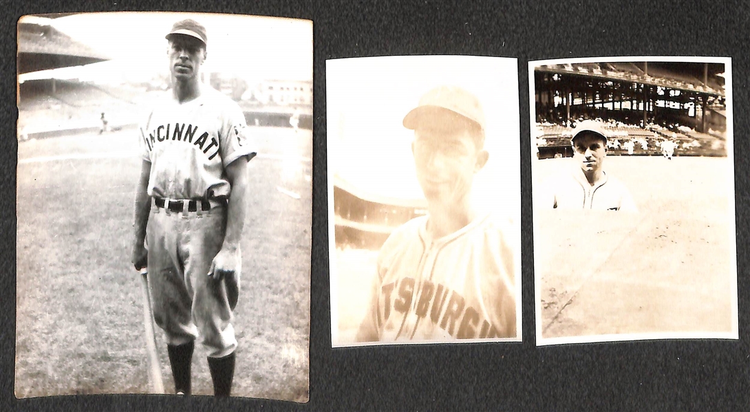 Lot of (6) Original Old Baseball Pocket Photos Inc. Billy Herman, Hugh Mulcany, Bill Werber, (2) Vince DiMaggio, & Lee Handley